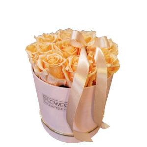 Peach Forever Roses in round box