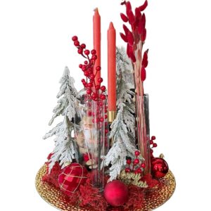 Red Holiday Centerpiece – Artificial with Santa