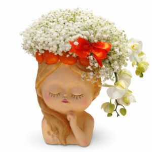 Mother's day gift, a gentle face adorned with fresh blooms