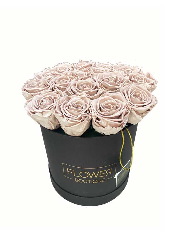 Box of Forever Beige Roses
