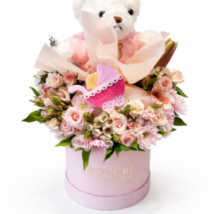 Floral Teddy Deluxe - beautiful box with fresh flowers